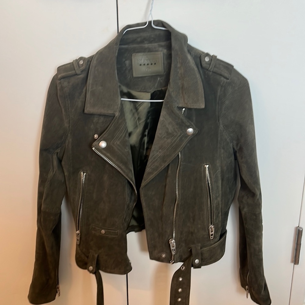 [BLANKNYC] Olive Green Suede Biker Jacket (M)